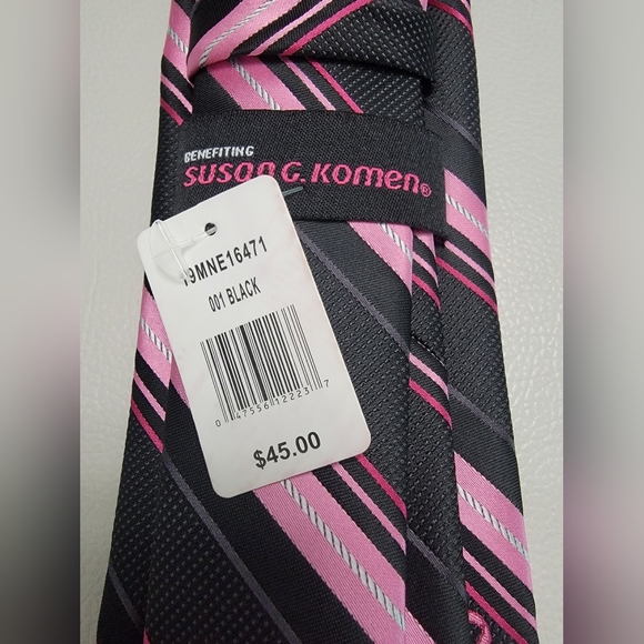 Susan G. Komen Breast Cancer Men's Stripe Tie & Lapel Pin Set - Picture 2 of 2